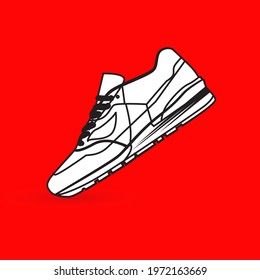 Shoes graphic trendy Vector design with red background.