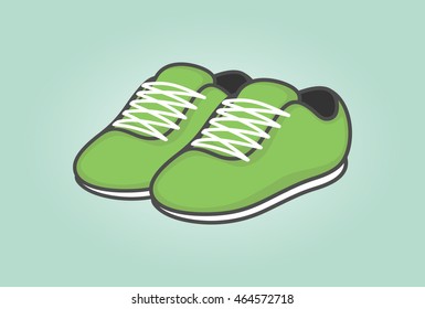 Shoes. Green flash sneakers. Vector illustration