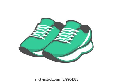 shoes. green sneakers. vector