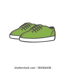 Shoes. Greenery color sneakers on a white background. Vector illustration