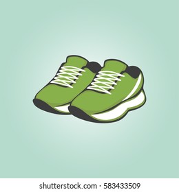 Shoes. Greenery color sneakers. Vector illustration