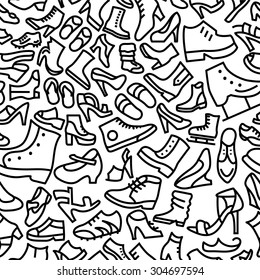 Shoes Hand Drawn Outline Icon Pattern 