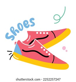 Shoes hand drawn sticker in flat style 