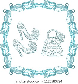 Shoes and handbag. Vector illustration