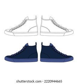 Shoes High Ankle V37 Patch Streetwear, Urban Design Blue and White Color Patch Commercial Use