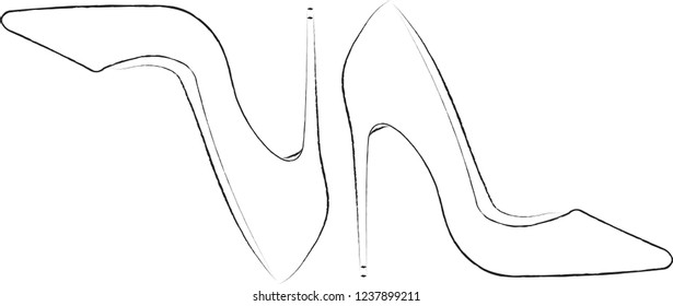 Shoes with high heels. Black and white