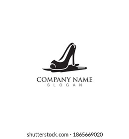 Shoes high woman logo design concept template