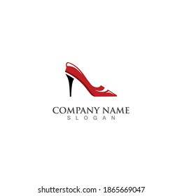 Shoes high woman logo design concept template
