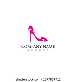 Shoes high woman logo design concept template
