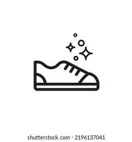 shoes icon, clean shoes. cleaning shoes, simple line white background.