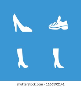 Shoes icon. collection of 4 shoes filled icons such as woman boot, trainers. editable shoes icons for web and mobile.