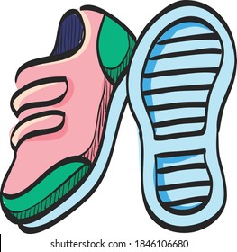 Shoes icon in color drawing. Sneakers foot sport