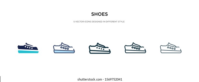 shoes icon in different style vector illustration. two colored and black shoes vector icons designed in filled, outline, line and stroke style can be used for web, mobile, ui
