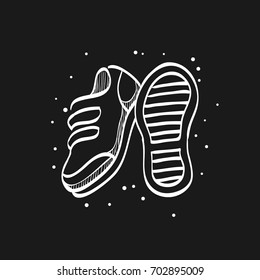 Shoes icon in doodle sketch lines. Sneakers foot sport
