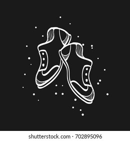 Shoes icon in doodle sketch lines. Sneakers foot sport