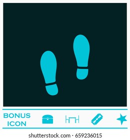 Shoes icon flat. Blue pictogram on dark background. Vector illustration symbol and bonus icons