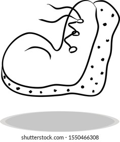Shoes icon, flat design, hand drawing. Illustration of boot, contour symbol black