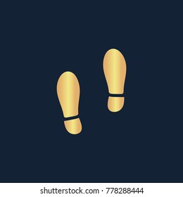 Shoes icon flat. Simple gold pictogram on dark background. Vector illustration symbol