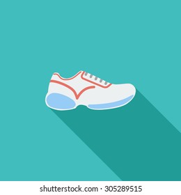 Shoes icon. Flat vector related icon with long shadow for web and mobile applications. It can be used as - logo, pictogram, icon, infographic element. Vector Illustration.