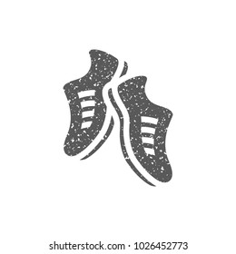 Shoes icon in grunge texture. Vintage style vector illustration.