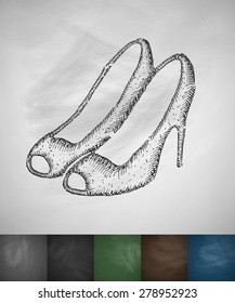 shoes icon. Hand drawn vector illustration. Chalkboard Design