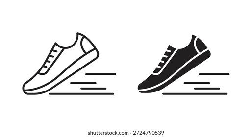 Schuhsymbol im Liniendesign und feste schwarz-weiße Farben für Designs