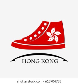 shoes icon made from the flag of  Hong Kong