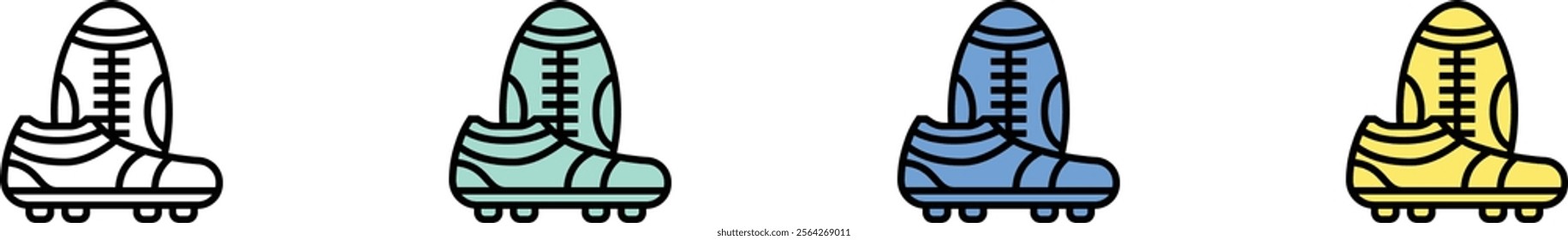 shoes icon. Outline, Green, Blue and Yellow Style Design Isolated On White Background