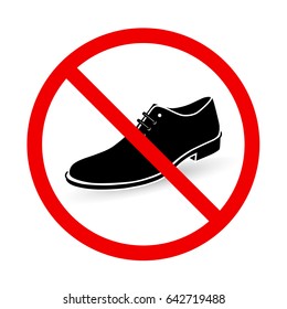 Shoes icon. Red prohibition sign. Stop symbol.