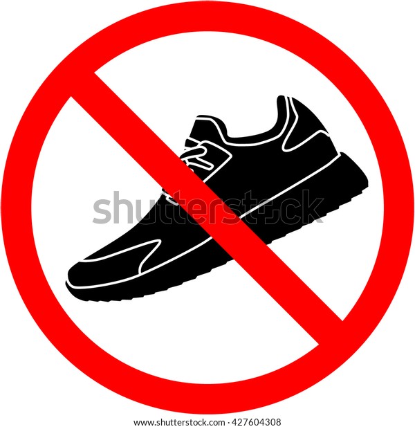 Shoes Icon Red Prohibition Sign Stop Stock Vector (Royalty Free ...