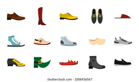 Shoes icon set. Flat set of shoes vector icons for web design isolated on white background