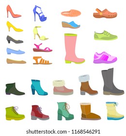 Shoes icon set. Flat set of shoes vector icon isolated for web design