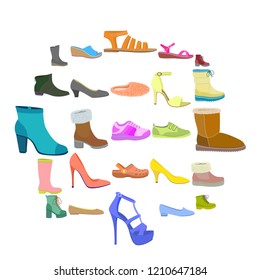 Shoes icon set. Flat set of shoes vector icon isolated for web design