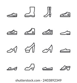 Shoes icon set isolated on white