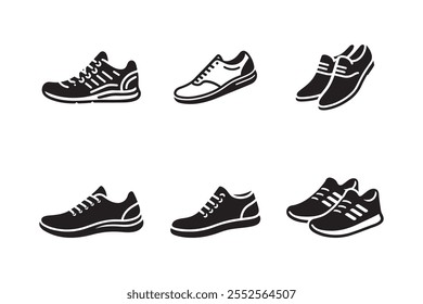 Shoes Icon Set Silhouette Vector Art And Illustration