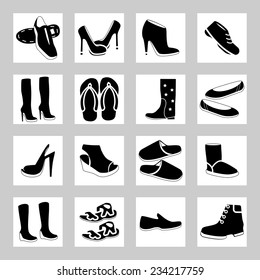 Shoes icon set. Silhouettes collection.