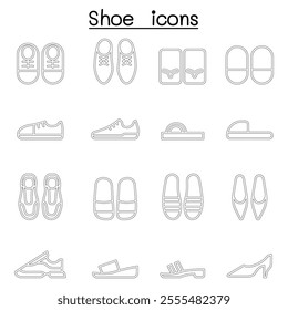 Shoes icon set in thin line style