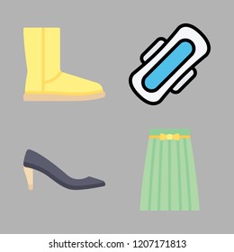 shoes icon set. vector set about skirt, boot, high heels and compress icons set.