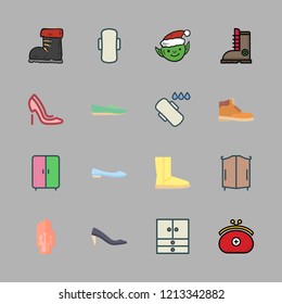 shoes icon set. vector set about boot, ballet flats, closet and high heels icons set.