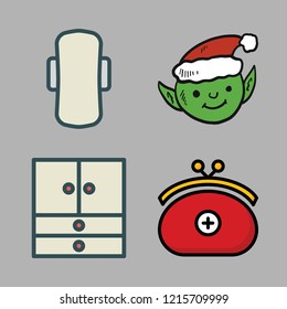 shoes icon set. vector set about closet, purse, elf and compress icons set.