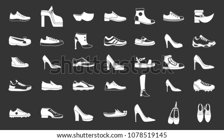 Shoes icon set vector white isolated on grey background 