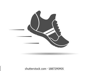 Shoes icon, silhouette isolated on white background, flat modern design. Stock illustration