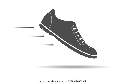Shoes icon, silhouette isolated on white background, flat modern design. Stock illustration