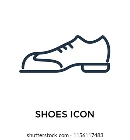 Shoes icon vector isolated on white background, Shoes transparent sign , thin pictogram or outline symbol design in linear style