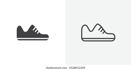 Ícone de sapatos ícone de vetor definido em preto e branco.