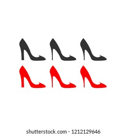 Shoes icon. Women's high-heeled shoes on white background. Vector.