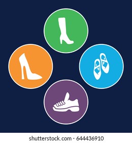 Shoes icons set. set of 4 shoes filled icons such as woman boot, woman shoe, ballet shoes
