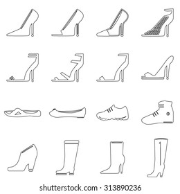 Shoes icons set illustration
