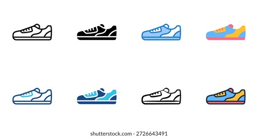Los iconos de los zapatos establecen una colección de estilo múltiple. Trazo editable 
