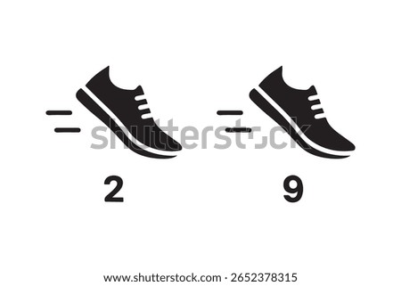Shoes icons vector pack in black and blue colors